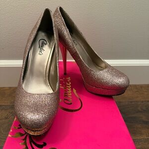 Candie’s Smokey Heels | Rose Gold Sparkle | 9 | NWT